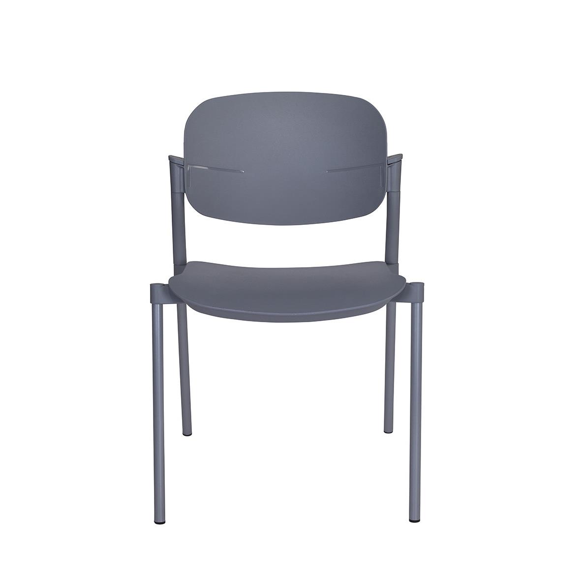 Chaise de runion & visiteur Damon - polypropylne gris - pieds poxy coloris gris alu