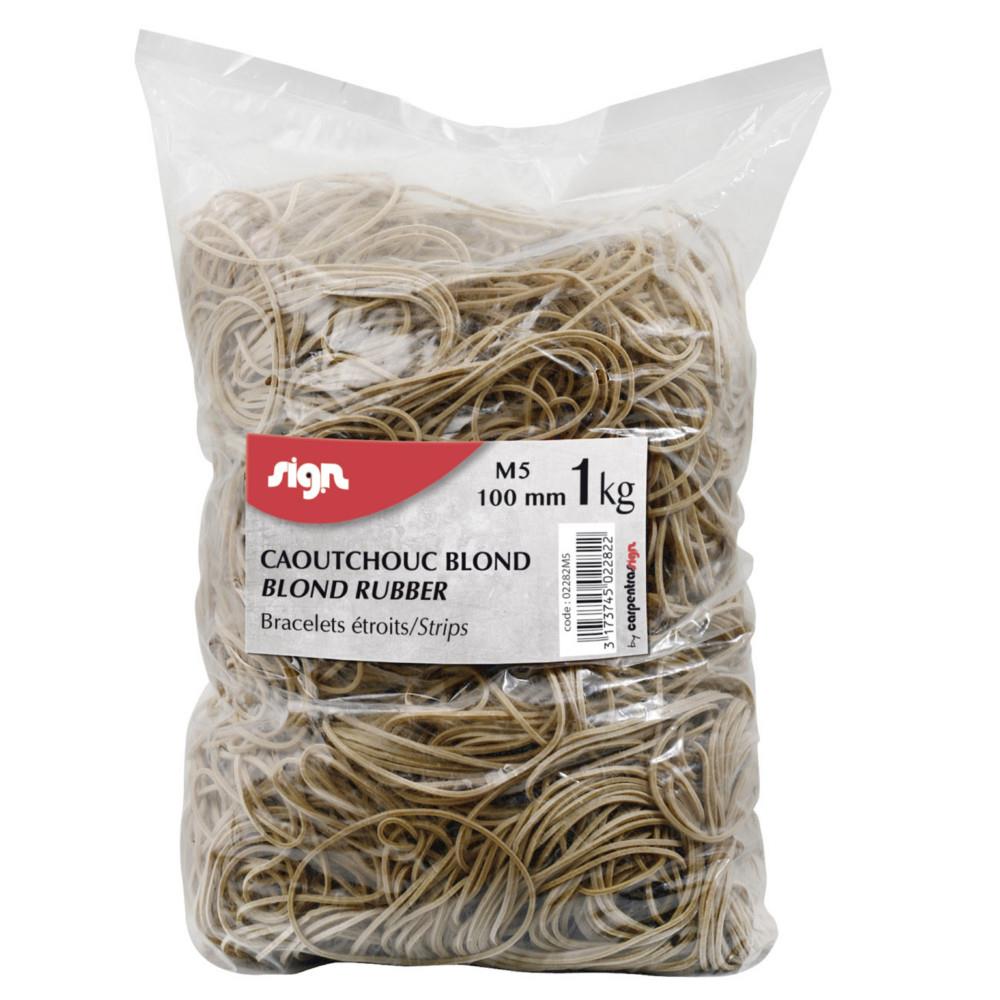 Elastique 100 x 1,5 mm Sign en caoutchouc blond de qualit� sup�rieure - Sachet de 1 kg