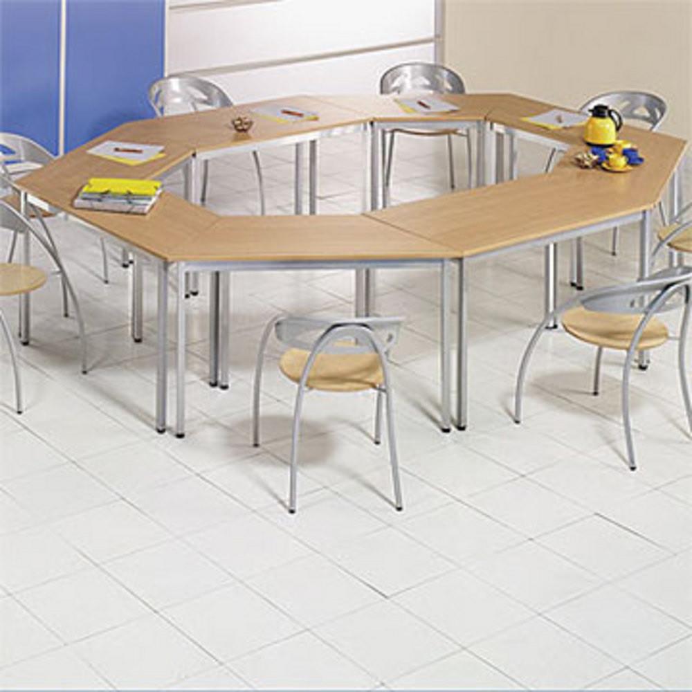 Table domino tenNource Trap�ze - L 120 x P 60 cm - Plateau H�tre - Pieds Aluminium