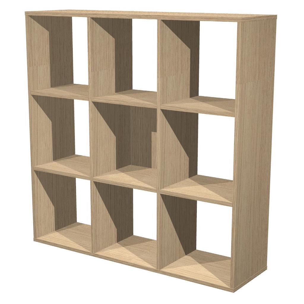 Module biblioth�que multicases - 9 cases - ch�ne