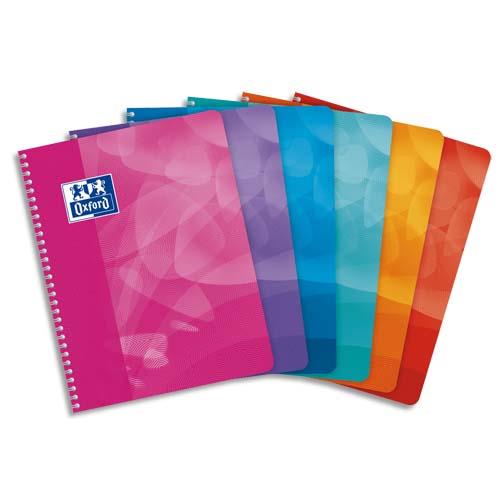 Cahier Oxford Lagoon - couverture polypropylne - spiral - 17 x 22 cm - 100 pages - 90g -  5x5 - coloris assortis