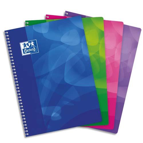 Cahier Oxford Lagoon -  couverture polypropylne - spiral - A4 - 160 pages - 90g -  5x5 - coloris assortis