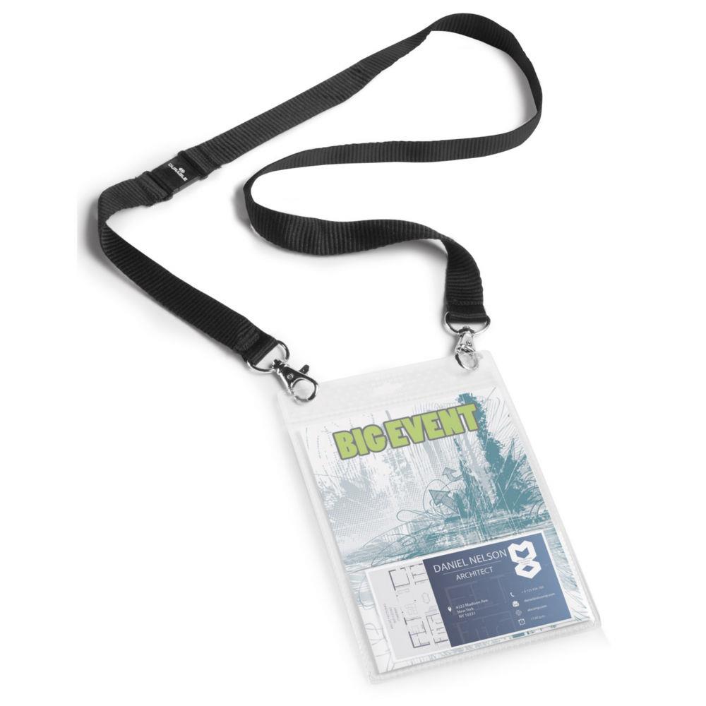 Kit porte-badge vnementiel Durable A6 - Lacet textile Noir (paquet 10 units)