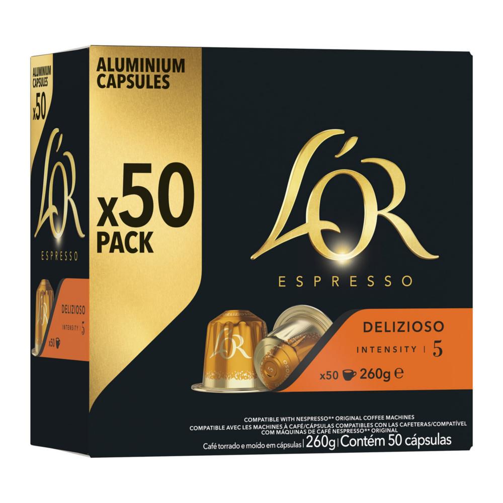 Caf Delizioso L'OR Espresso - intensit 5 - Bote de 50 capsules