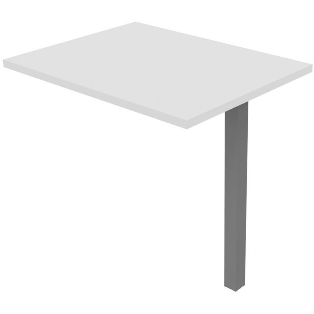 Retour pour bureau Burocolor+ - L80 x P60 cm - plateau blanc - pieds aluminium