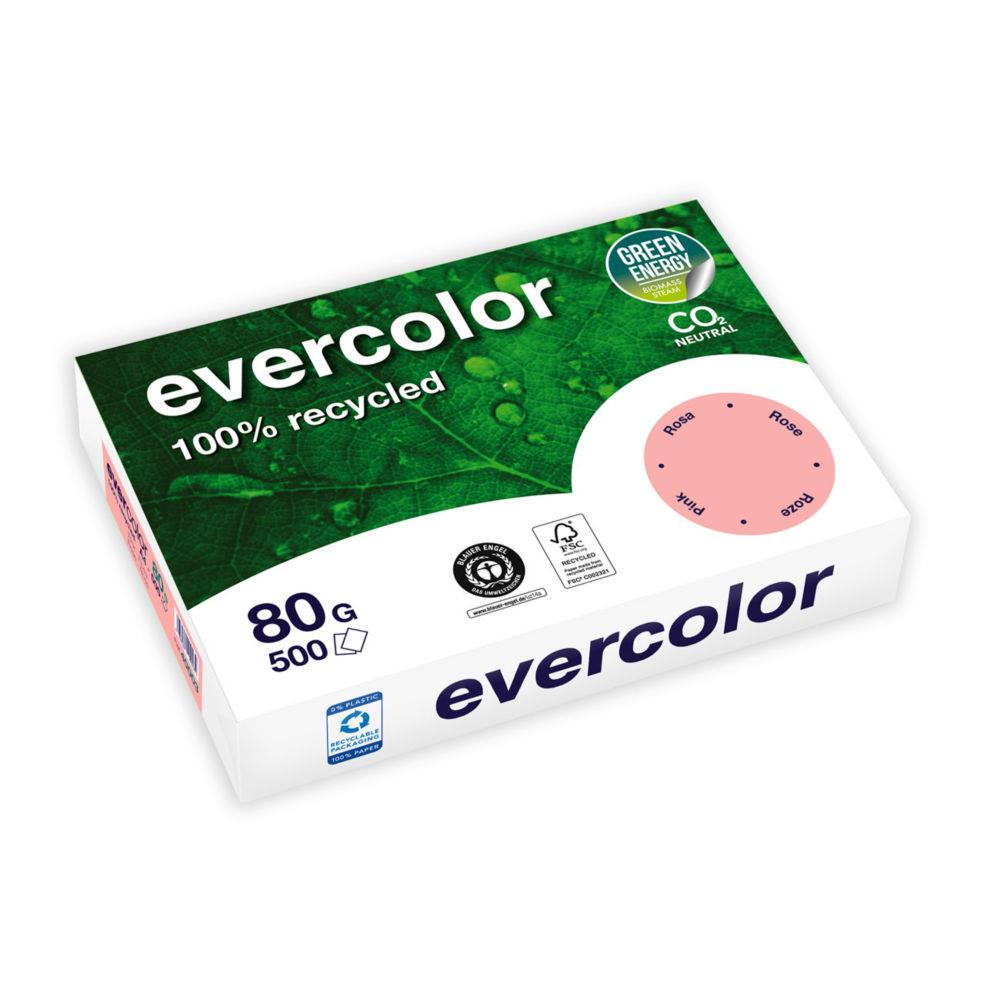 Papier couleur recycl Evercolor - rose - 80 g - A4 - ramette de 500 feuilles