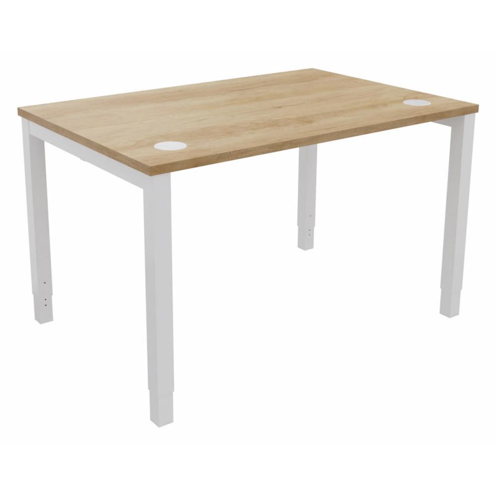 Bureau Osmose ajustable en hauteur  L120 x P80 - Plateau Ch�ne Nebraska - Pieds m�tal Blanc