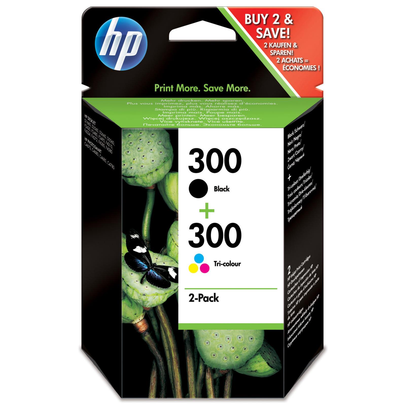 Cartouches pour imprimantes - Hp 300 pack de 2 cartouches d'encre noir/trois couleurs authentiques