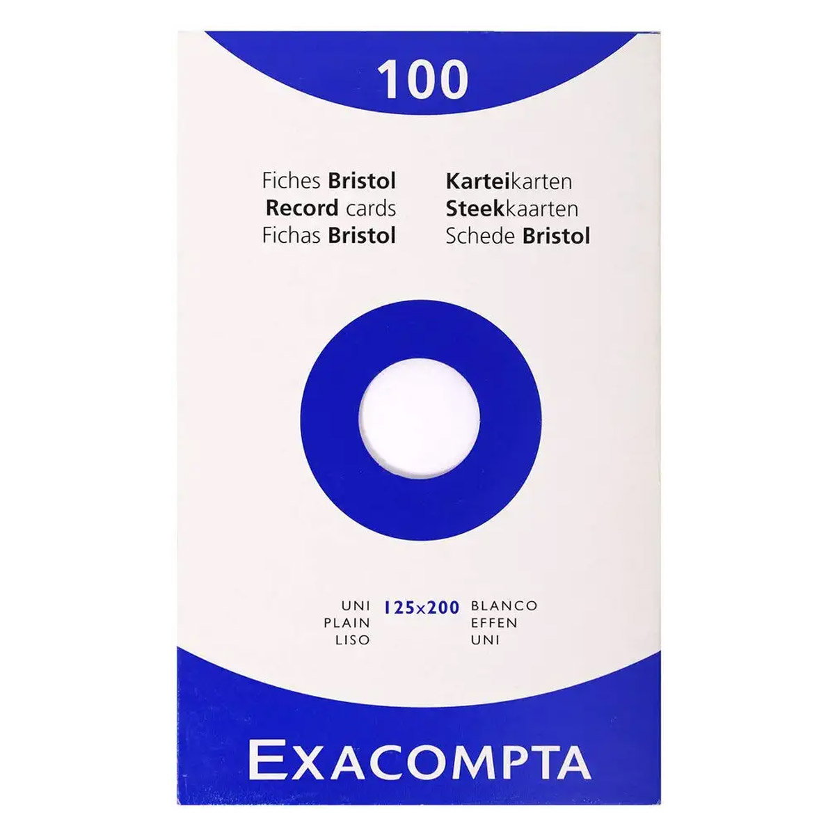 Etui de 100 fiches bristol Exacompta non perfores 125x200mm unies Blanc