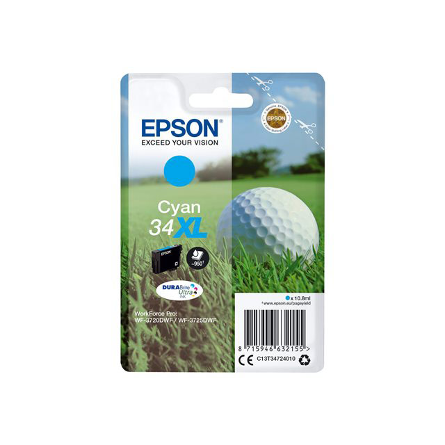 Cartouches pour imprimantes - Epson golf ball singlepack cyan 34xl durabrite ultra ink