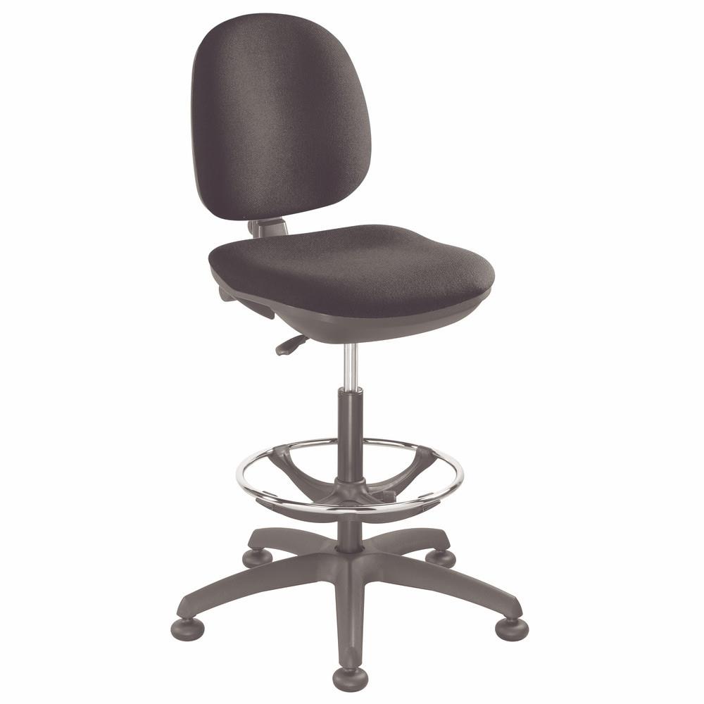 Sige tlscopique Alfi - tissu rembourr hauteur ajustable  roulettes - repose-pieds intgr - hauteur dossier 40 cm - noir