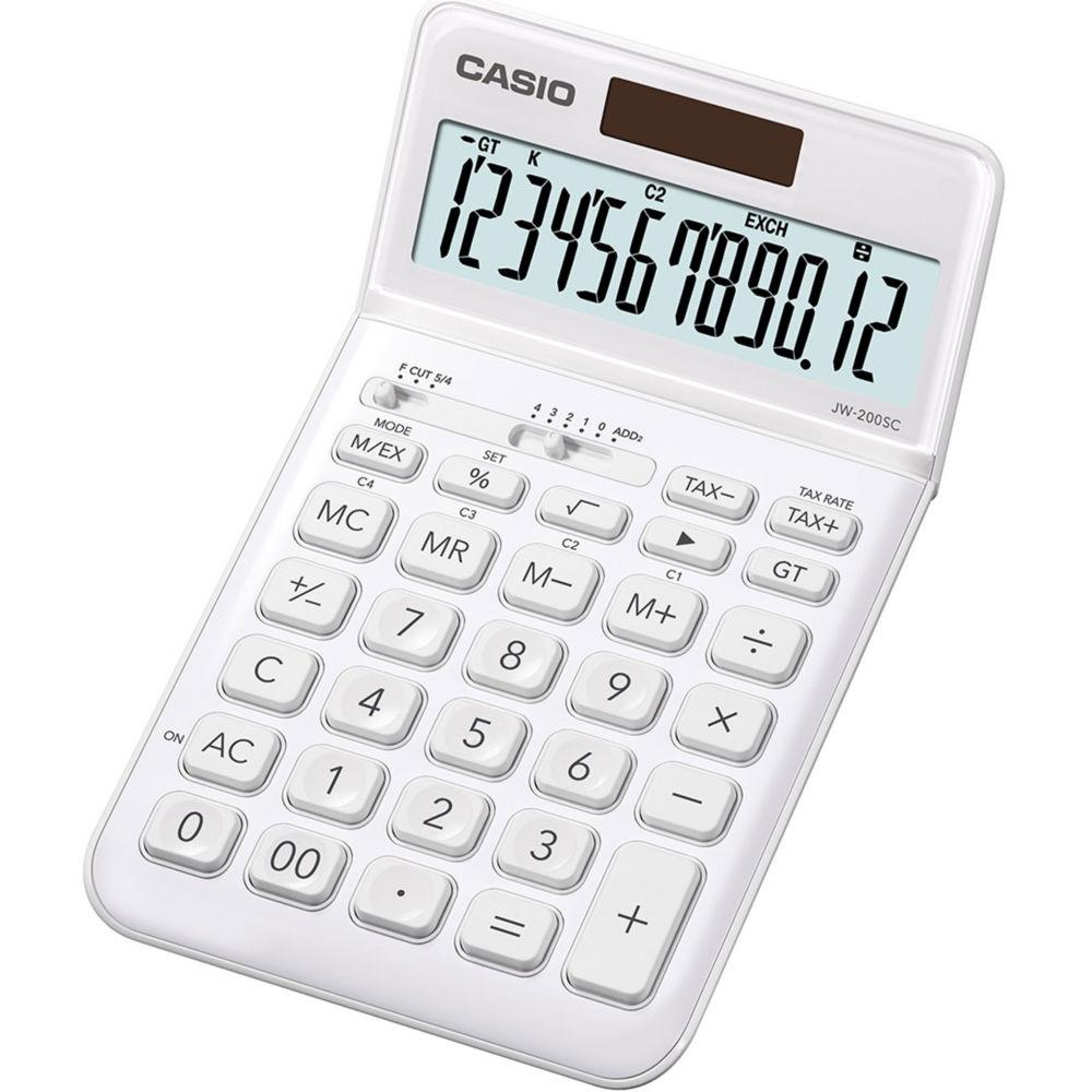 Calculatrice de bureau Casio JW-200SC - 12 chiffres - Blanche