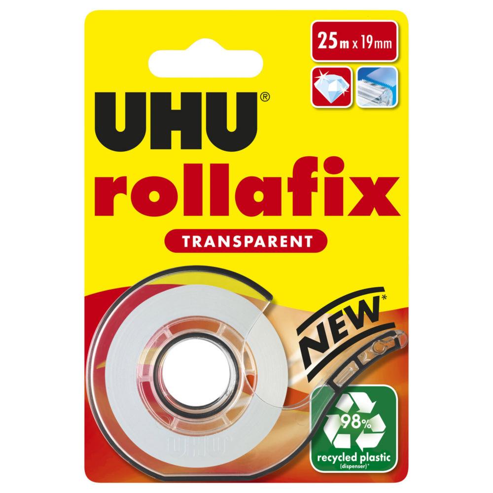 Dvidoir escargot de ruban adhsif transparent Uhu Rollafix 25 m x 19 mm + 1 rouleau