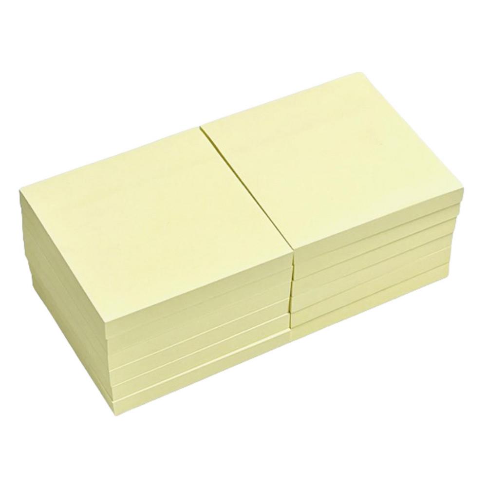 Notes repositionnables Mondoffice sticky 76 x 76 mm - Jaune Pastel - Lot 12 blocs de 100 feuilles