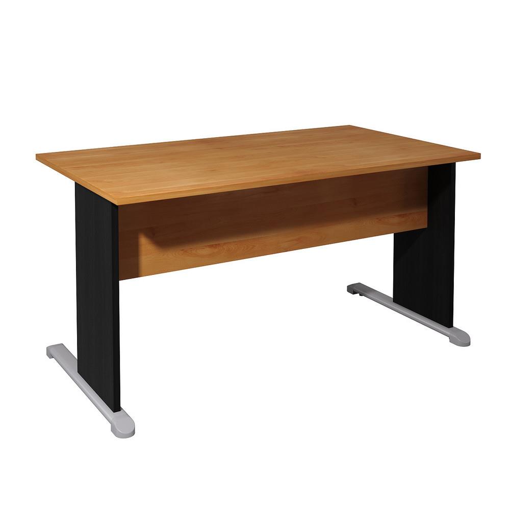 Bureau droit Pulse Bois - L140 x P80 cm - Plateau Aulne - Pieds L Noir