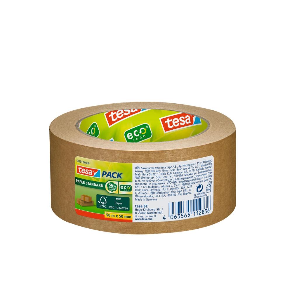 Ruban adhsif en papier kraft Tesa tesapack paper standard - 50 x 50 mm - Brun