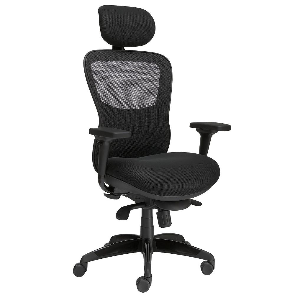 Fauteuil direction Vila maille filet avec appui-t�te - hauteur dossier 70 cm - noir