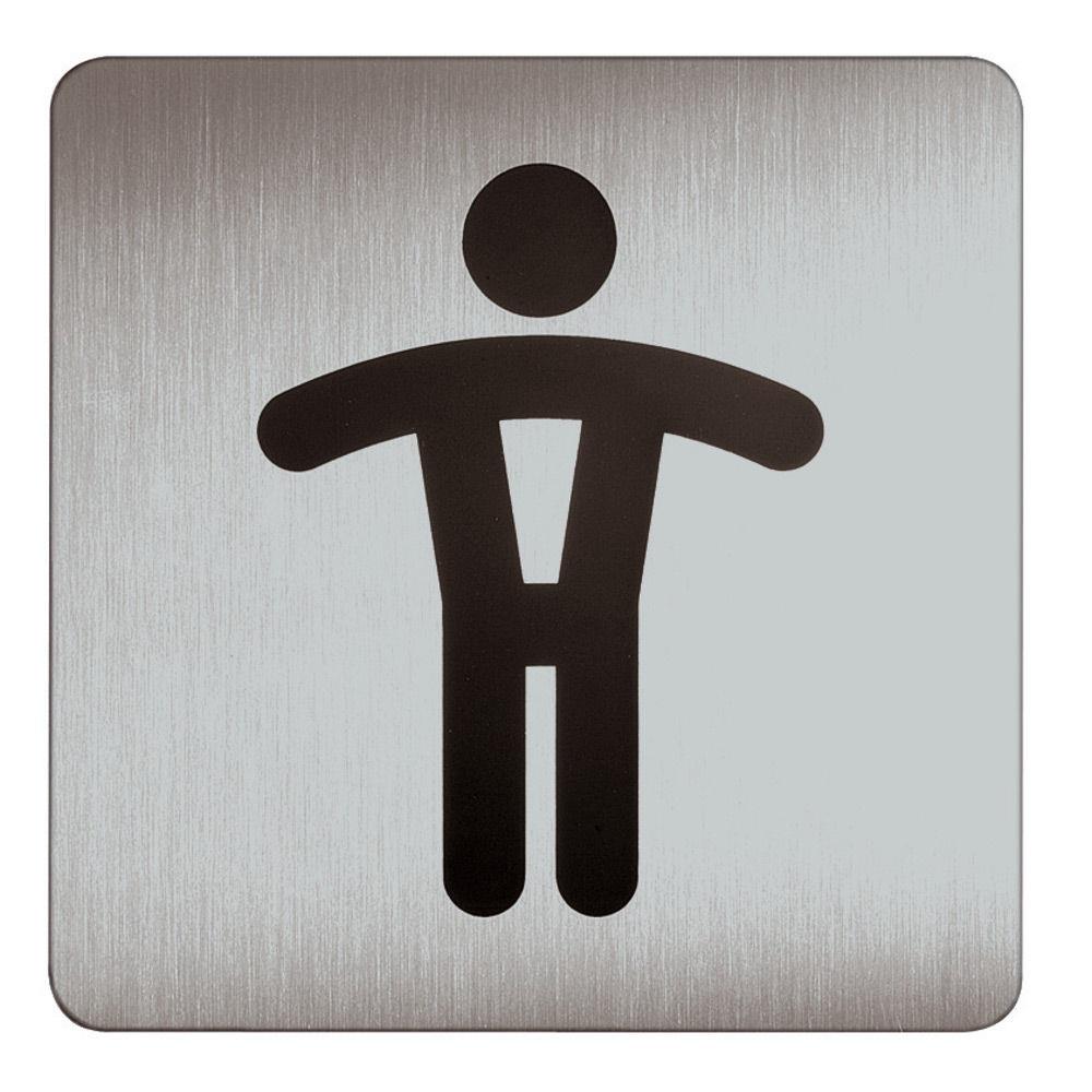 Plaques de signalisation Toilettes Hommes argent mtallis - 15x15 cm