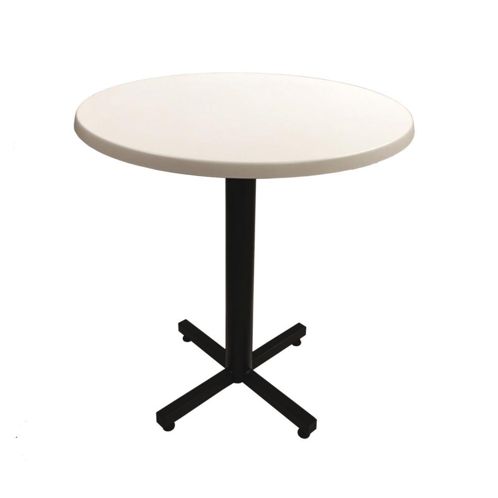 Table Brown plateau rond 70cm Blanc - Pied central Noir