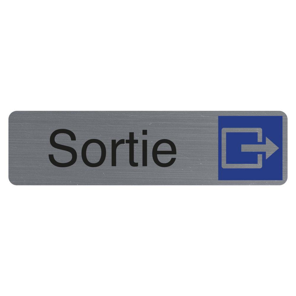 Plaque signaltique adhsive Exacompta Sortie - Rectangle Gris / Bleu