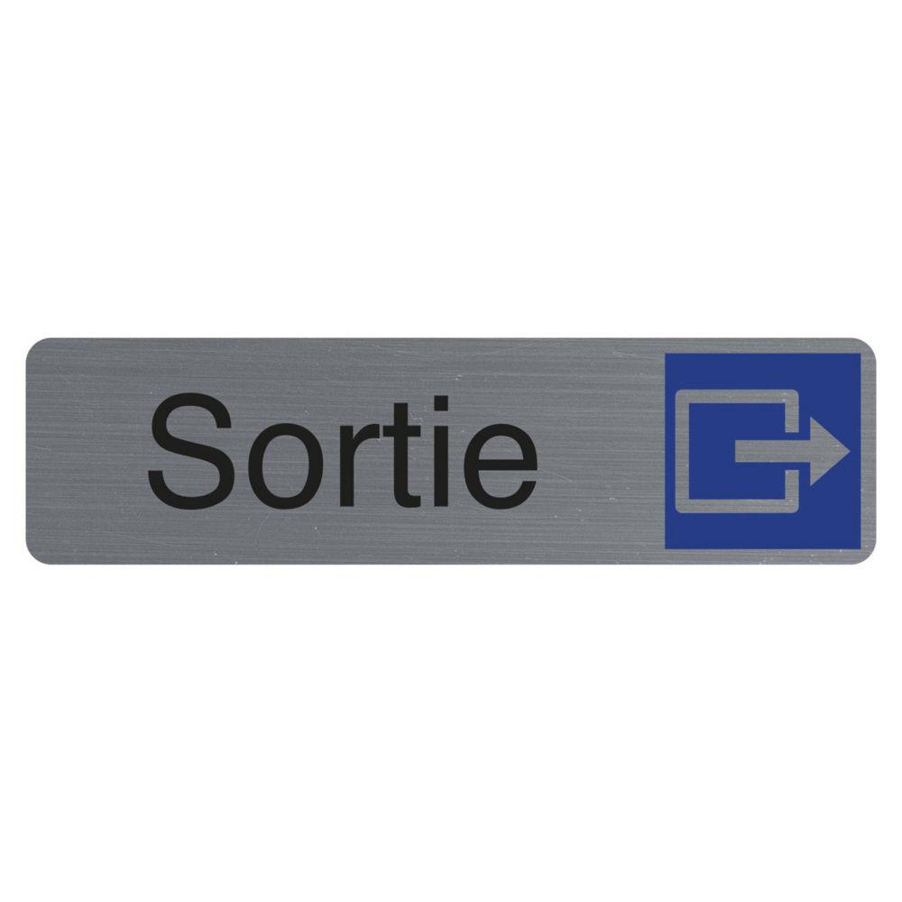 Plaque signaltique adhsive Exacompta Sortie - Rectangle Gris / Bleu