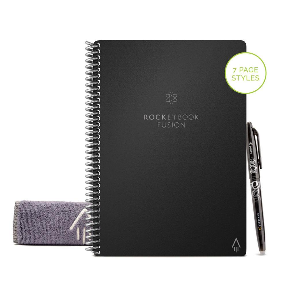 Cahier connect Rocketbook Fusion Executive - A5 - rutilisable 42 pages - Noir