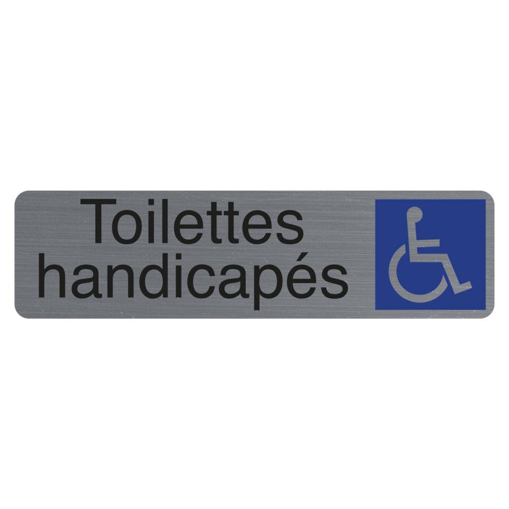 Plaque signaltique adhsive Exacompta Toilettes Handicaps - Rectangle Gris / Bleu