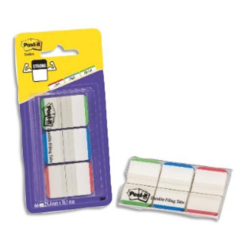 Carte de 3 x 22 Index Strong - 2.5 x 3.8 cm - corps transparent et liseret coloris assortis vifs
