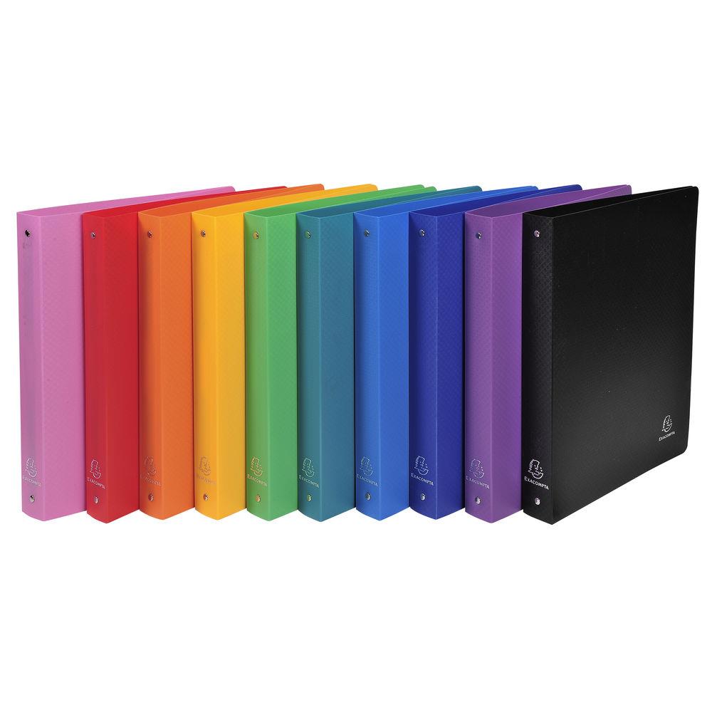 Classeur 4 anneaux Exacompta Opak - A4 maxi - en polyprolylne - Dos 4 cm - Coloris assortis