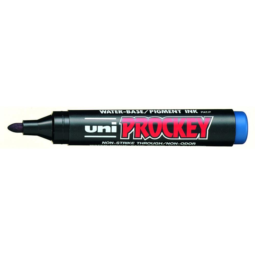 Marqueur permanent Uniball Prockey - pointe ogive - corps plastique - bleu