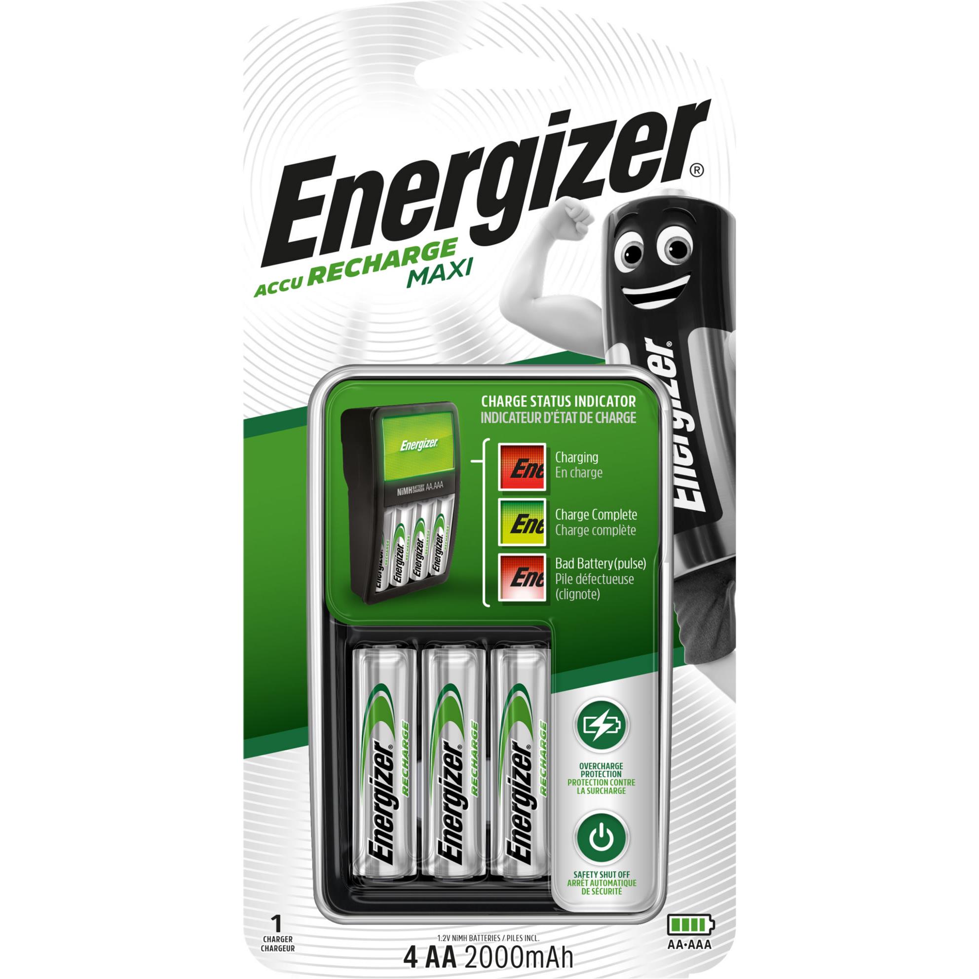 Chargeur de piles Energizer Maxi pour format AA et AAA + 4 accus AA rechargeables 2000 mAh