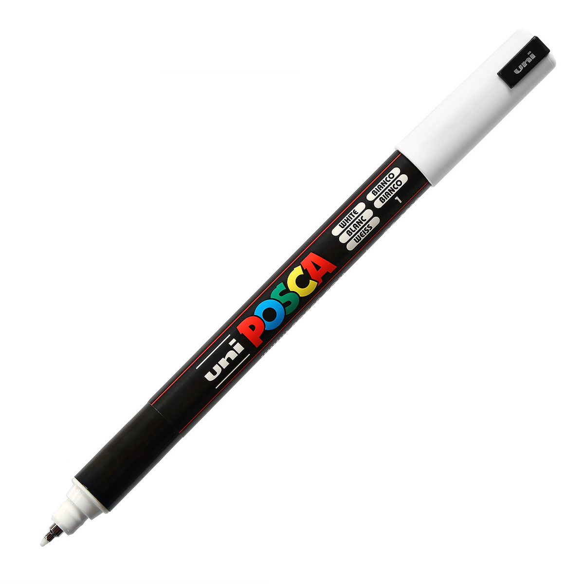 Marqueur peinture  l'eau Posca PC-1MR - pointe calibre extra-fine 0,7 mm bague mtal - blanc