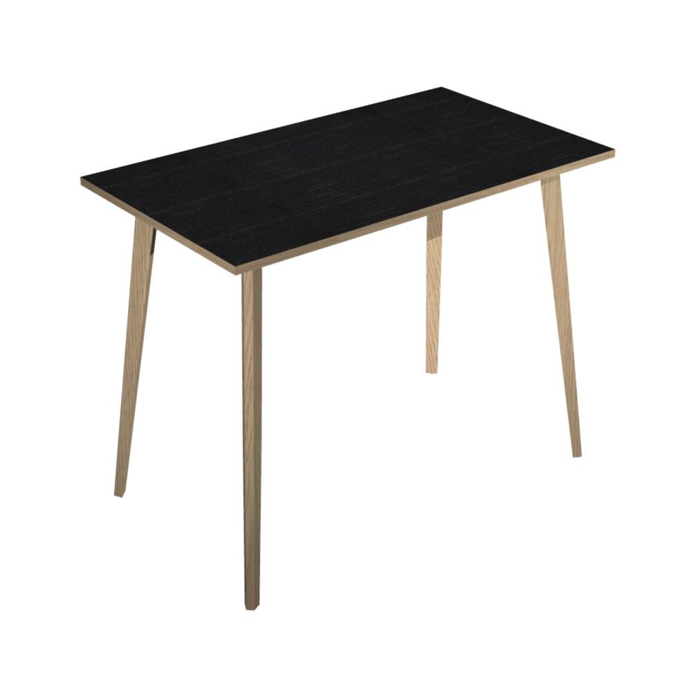 Table haute Knot - H 110 x L140 x 80 cm - plateau noir - pieds inclins en bois chne