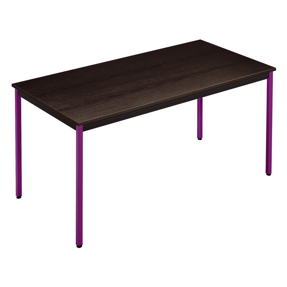 Table polyvalente droit - L 180 x P 80 cm - plateau noir - pieds prune