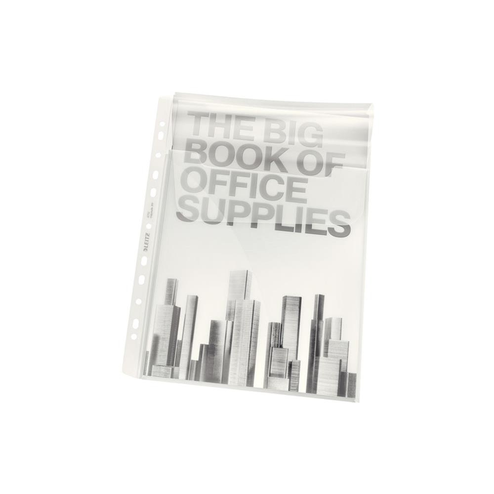 Pochette perfore lisse Leitz Premium - A4 - polypropylne 180 microns - 11 trous - transparent - paquet 5 units