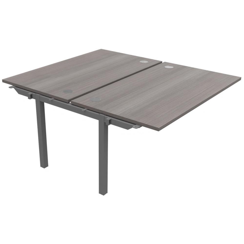 Bureau bench 2 postes Osmose suivant L140 x P163 cm Plateaux Cdre Pieds mtal Aluminium