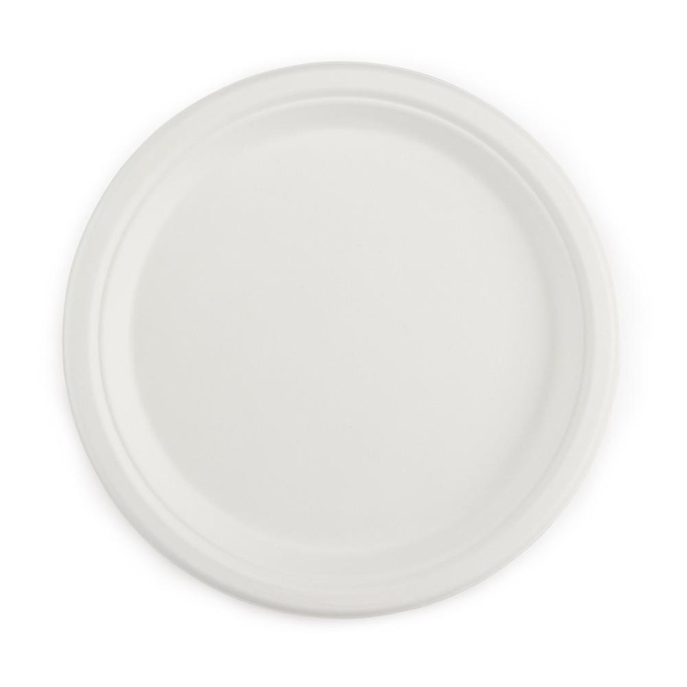 Assiette ronde et plate en fibres vgtales o 25 cm - Blanc - Lot de 50
