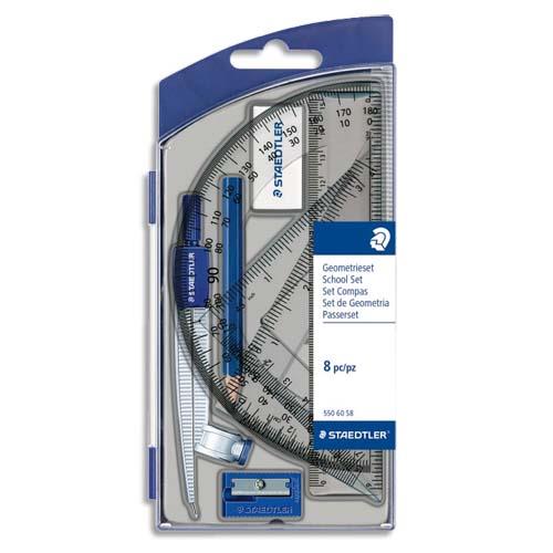 Set scolaire Staedtler : 1 compas de prcision avec attache-compas universelle intgre + accessoires