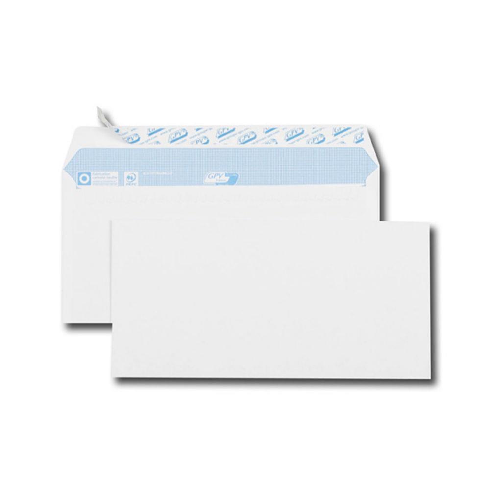 Enveloppe blanche DL GPV 110 x 220 mm 90g sans fentre - autocollante bande protectrice - Lot de 50
