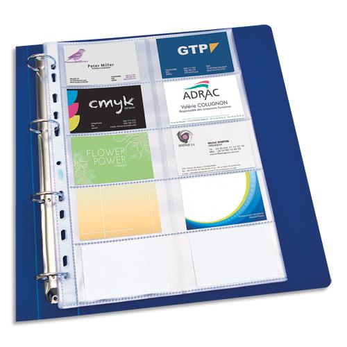 Pochette perfore pour cartes de visites - PVC - 20 cartes par pochettes - paquet de 10 pochettes