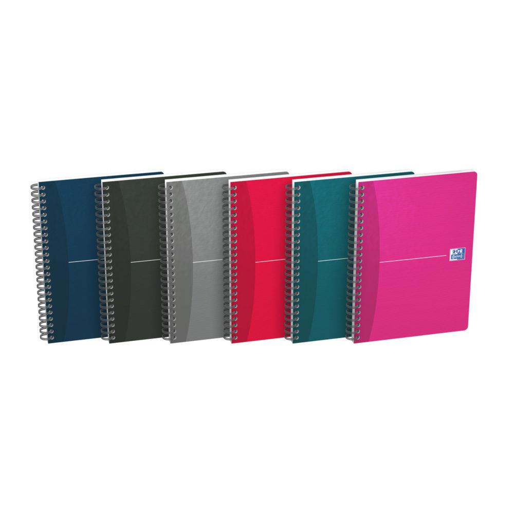 Cahier Oxford Essentials - reliure spirales - 14.8 x 21 cm - 100 pages - petits carreaux - couverture carte pellicule