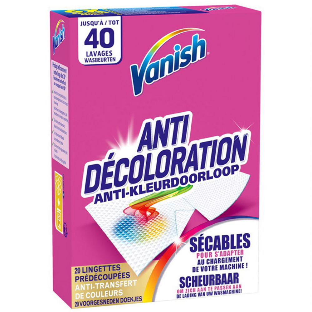 Lingettes anti dcoloration Vanish  - bote de 20