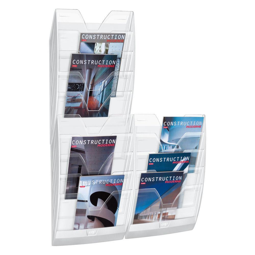 Prsentoir mural Cep - 5 compartiments - kit de fixation fourni - blanc cristal