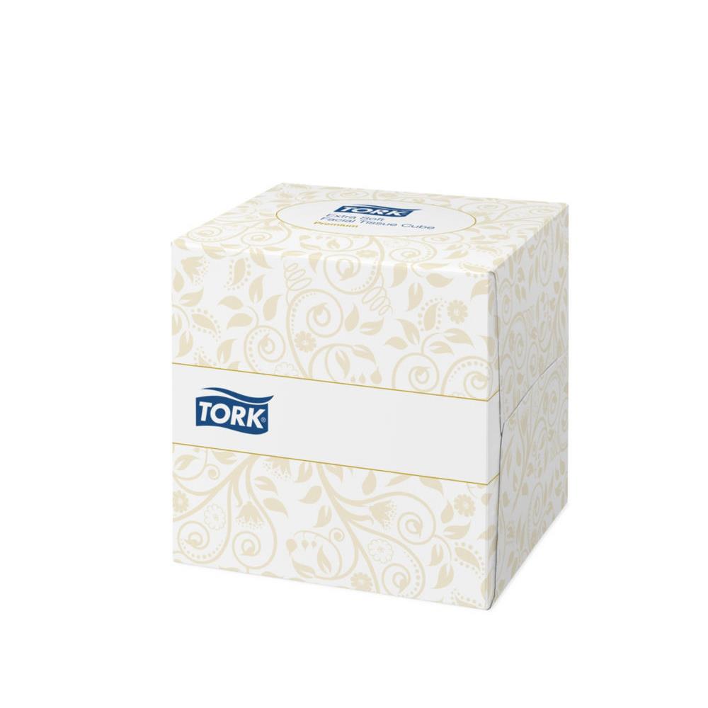 Mouchoirs Tork - 140278 - 2 plis - ouate extra douce blanche - bote cube de 100