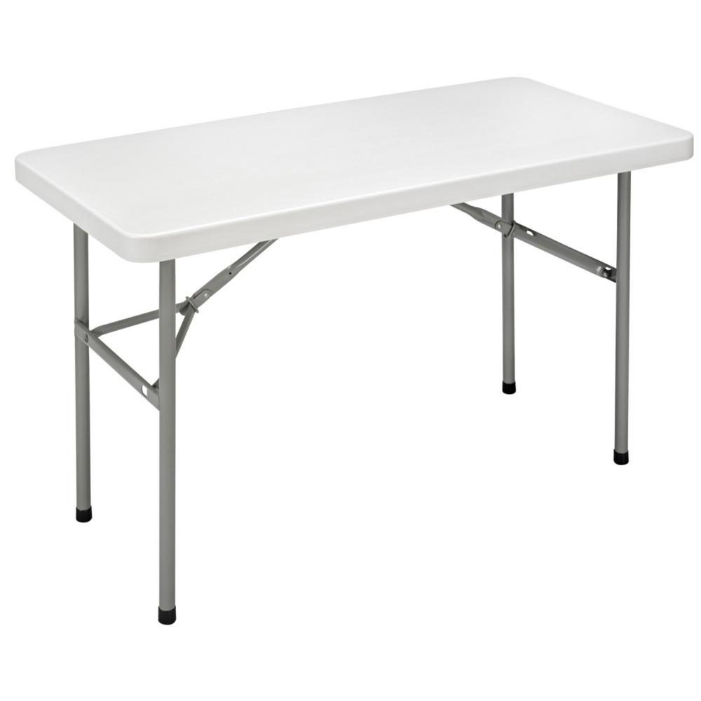 Table pliante polythylne rectangle - 122 x 61 cm - plateau gris - pieds gris