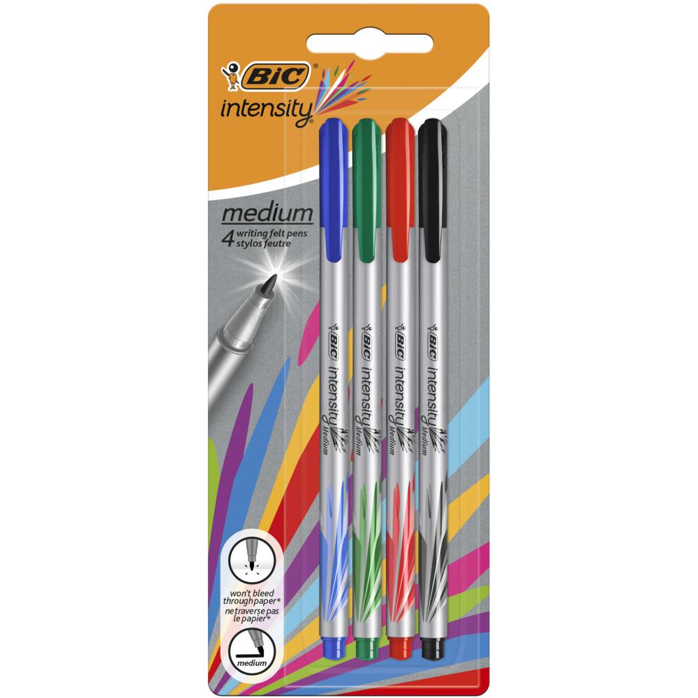Stylo feutre Bic Intensity - pointe moyenne 0,7 mm - pochette de 4 couleurs