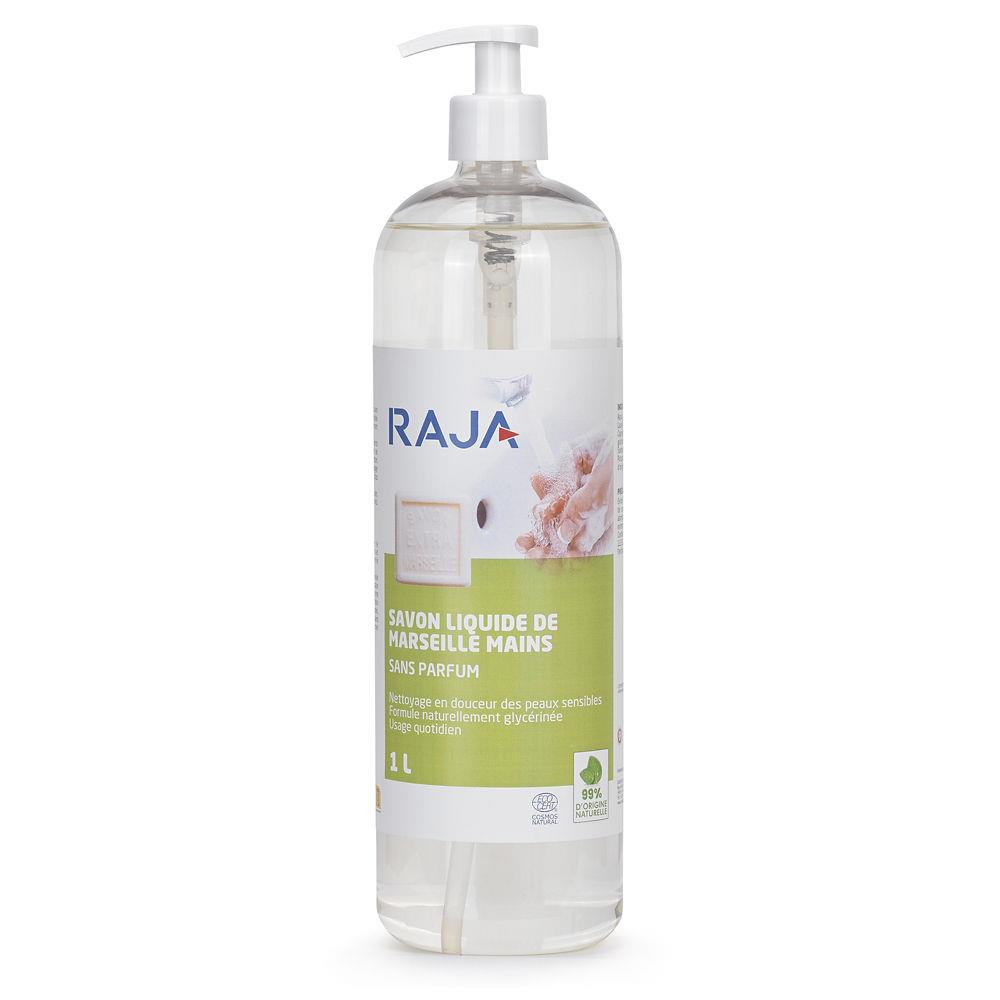 Savon de Marseille liquide RAJA pour les mains Flacon-pompe 1l sans parfum