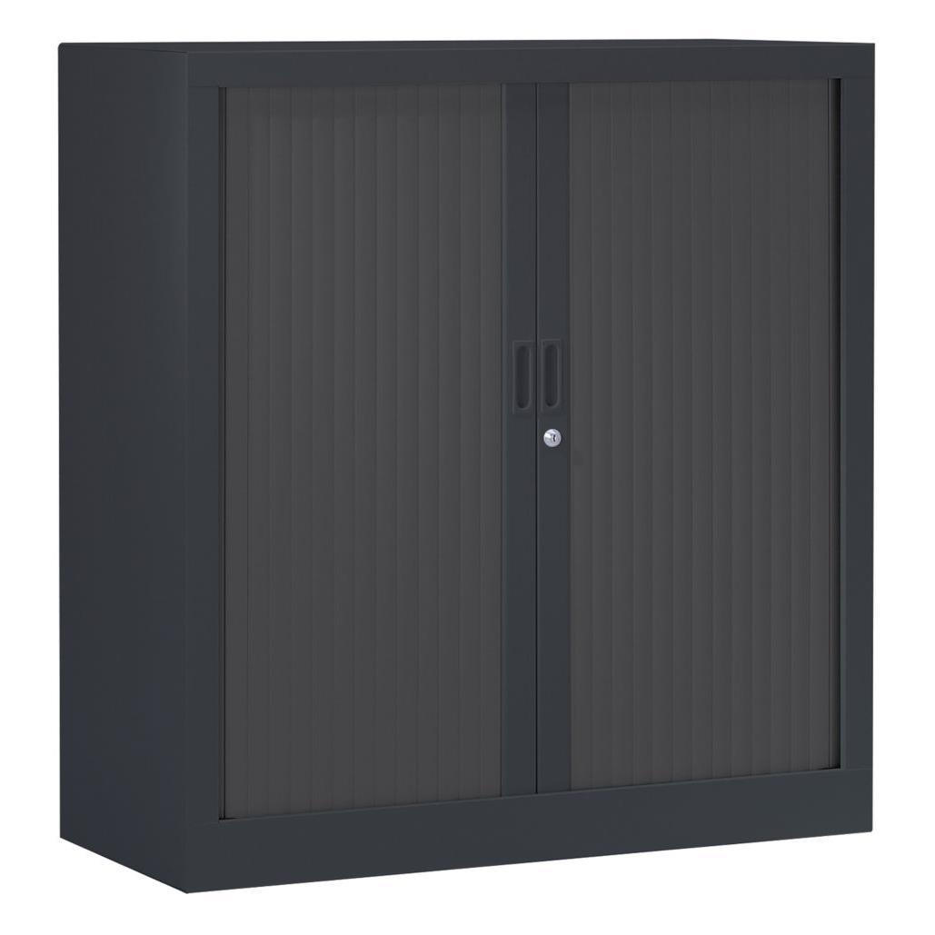 Armoire mtal monobloc Gnric - A rideaux - H. 136 x L. 120 cm - Corps Anthracite - Rideaux Anthracite
