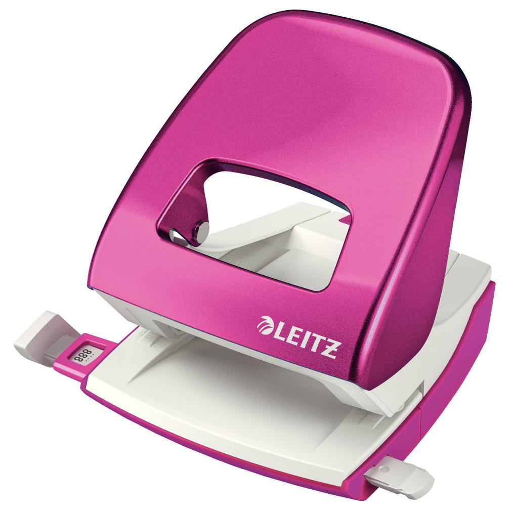 Perforateur 2 trous Leitz WOW  - 30 feuilles - effort rduit de 60% - rose mtallis