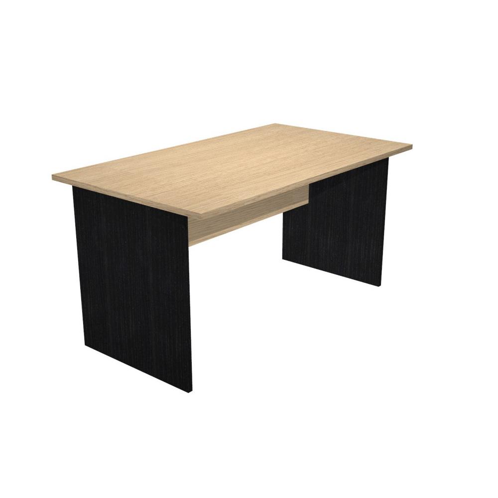 Bureau droit Pulse Tendance - L140 x P80 cm - plateau ch�ne - pieds pleins noirs
